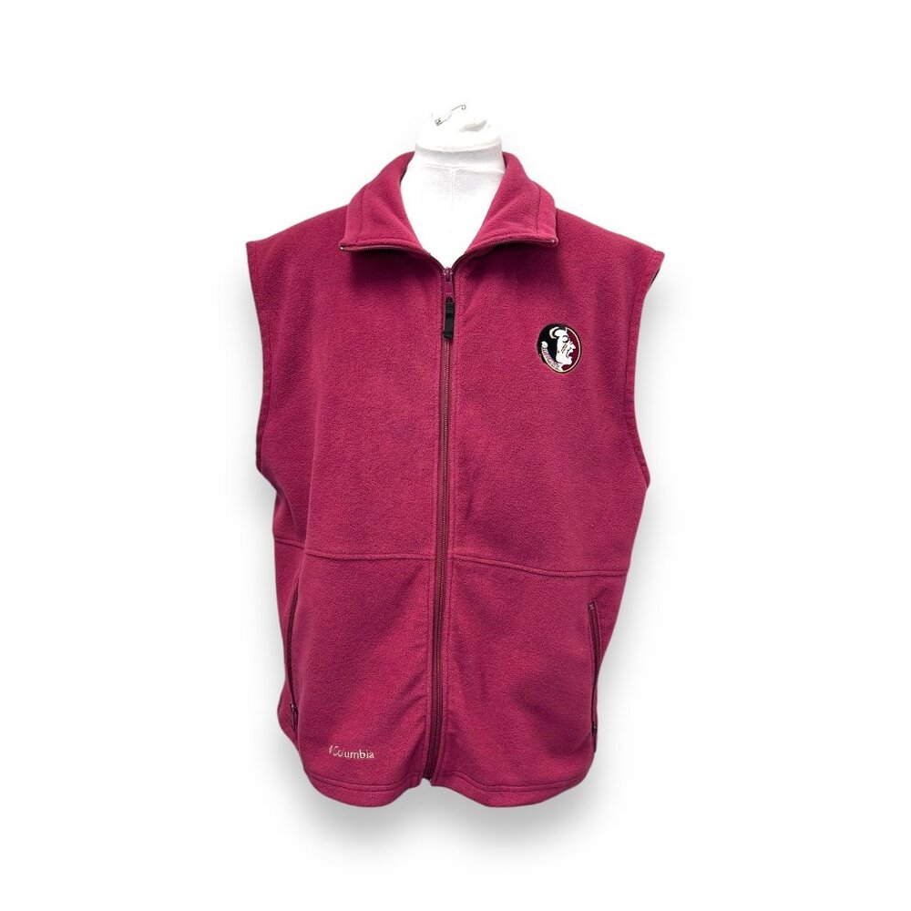 Columbia Mens Fleece Zip-Up Sleeveless Jacket FSU Embroidered Logo Outerwear XL